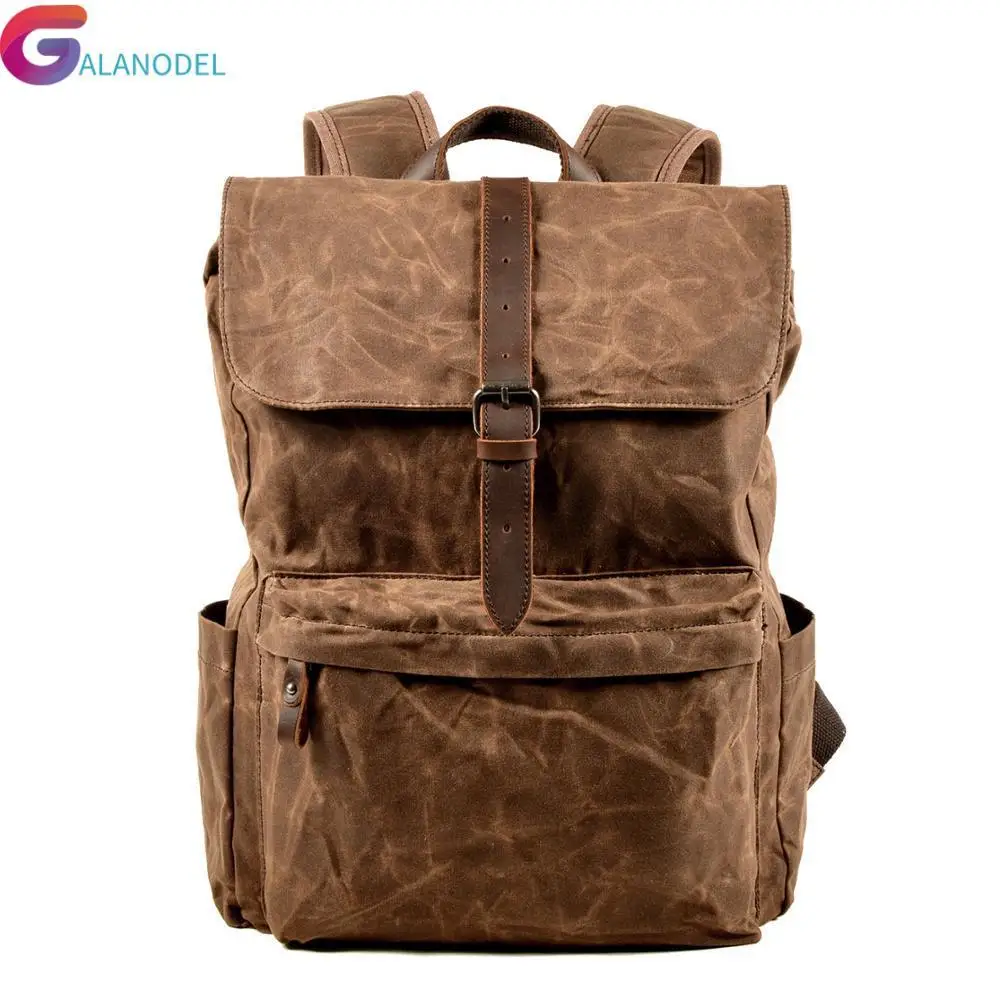 

Wax New Luxury Vintage Canvas Backpacks for Men Oil M326 Canvas Leather Travel Backpack Large Waterproof Daypacks Retro Bagpack