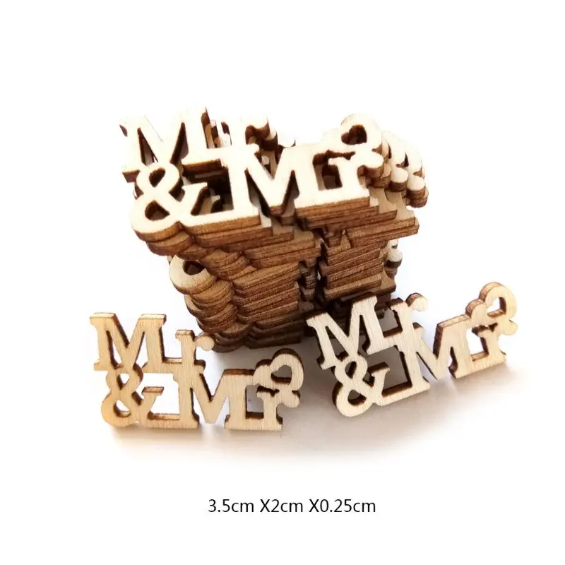 20 шт. деревянный стол Mr & Mrs конфетти разбрасываемые ломтики винтажный