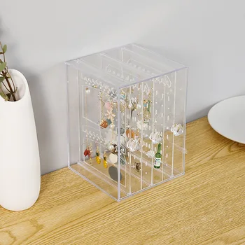 

Stud Earrings Jewelry Necklace Acrylic Hanger Plastic Transparent Earrings Storage Box Drawer Cosmetic Make Up Organizer