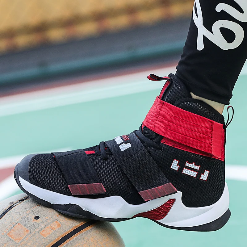 New Lebron James High Top Basketball Shoes Men Sport Sneakers Mens Breathable Air Zoom Cushion Hook Loop Male Shoes Unisex