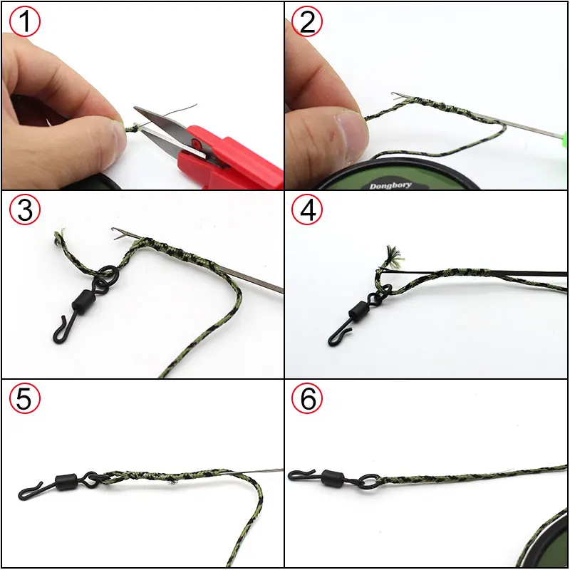 5 m Karpfen Angelschnur Bleikern 12 Geflechtstränge Hubschrauber Hair Rig Tackle Camo Braun/Grün Angelzubehör Vorfachschnur – Detail 9
