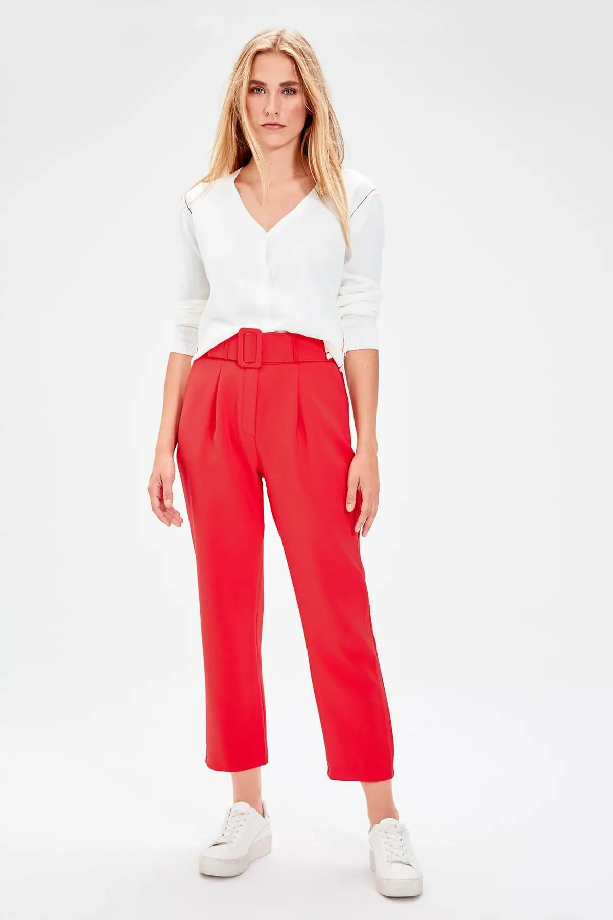 

Trendyol Red Belt Detail Pants TWOSS19BB0468