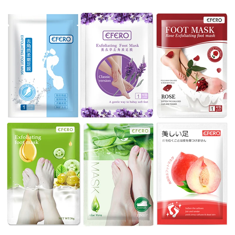 

6Packs Feet Mask Exfoliating Socks for Pedicure Socks Anti Crack Heel Remove Skin Foot Mask Foot Care Foot Peeling Mask for Legs