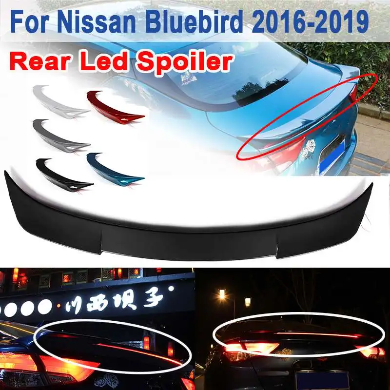 Спойлер для Nissan Bluebird-- светодиодный свет ABS Материал заднее крыло автомобиля праймер цвет задний спойлер
