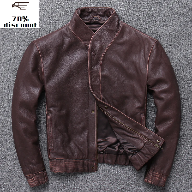 

2020 New Genuine leather jacket for Men top gun aviator biker Business British leather jacket cow leather coat