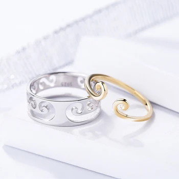 

Trend S925 Sterling Silver Ring Valentine's Day Gift Hoop Mantra Ring Two-in-One Couple Pair Fashion rings for women 2pcs/set