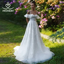 Потрясающее Свадебное платье с открытыми плечами, шикарная юбка, сказочное милое ТРАПЕЦИЕВИДНОЕ ПЛАТЬЕ для невесты, платье принцессы, платье для свадьбы NY46