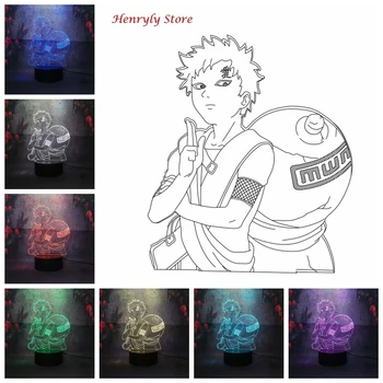

Newly Style 2019 Nordic Minilist Modern Desk Lamp Anime Naruto Cartoon Figure Gaara LED Support Battery Home Decor Night Light