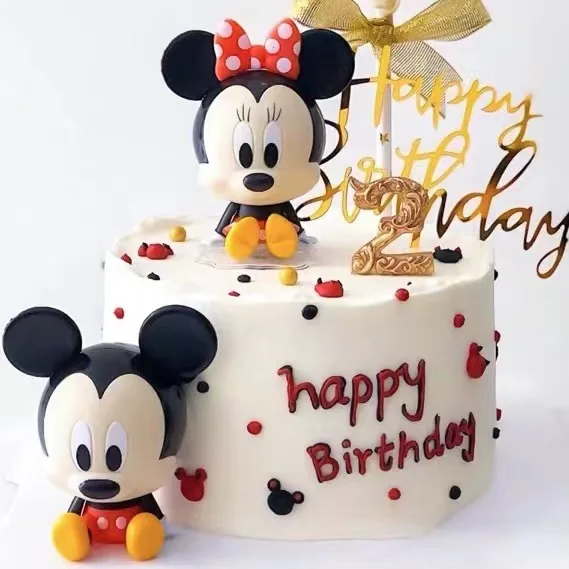 Disney Mickey Mouse Cartoon Figure Dolls Anime Minnie Kawaii Toy Model Kids Cake Decoration Cute Figure Doll Gift For Kids