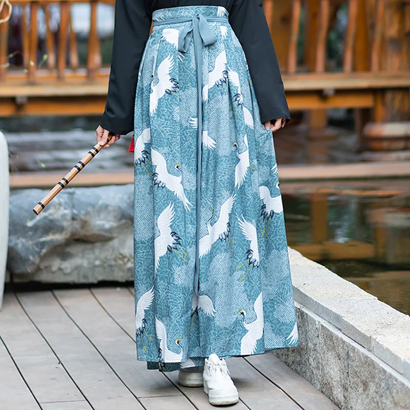 Китайское платье-ханьфу, женское кимоно хаори, японский стиль, для девочек, журавль Сакура, юката, винтажные вечерние костюмы японского самурая - Цвет: One Skirts