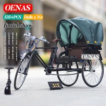 Técnica técnica moc cidade jinrickshaw estrada bicicleta simulação coleção modelo blocos de construção conjunto kits brinquedos para meninos homem presente