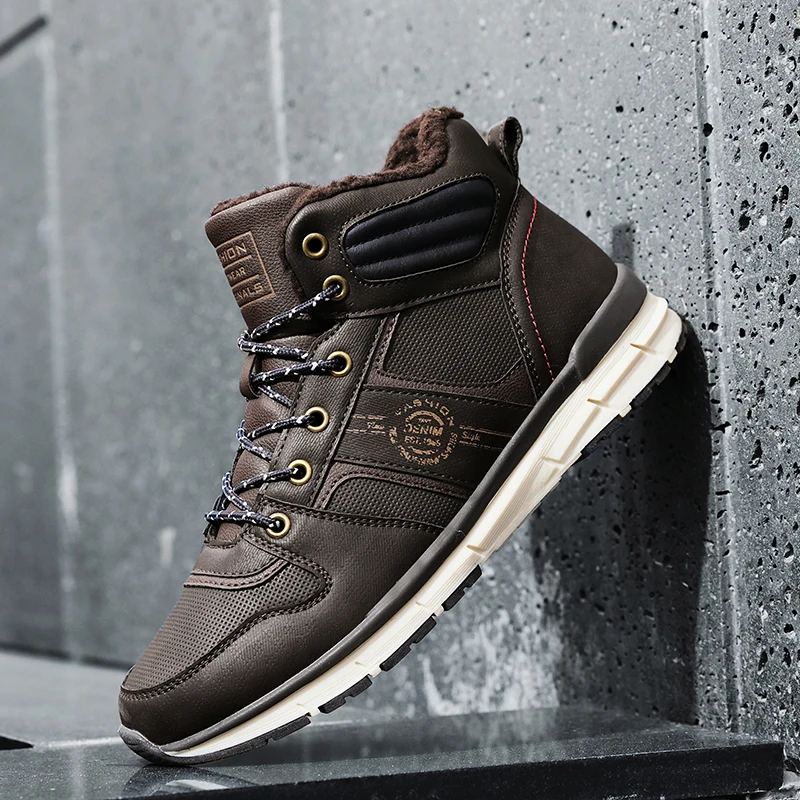 

New Men Boots High Quality Cashmere Keep Warm Ankle Snow Boots Warm Fur Mens Shoes Winter Casual Sneakers Boots Size 39-45