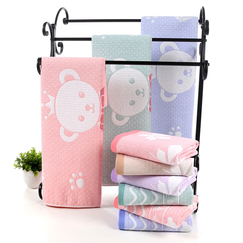 140*70cm 3 layer Cotton Thicken Baby Bath Towel, Kids Bathrobe Child