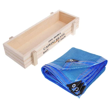 

1 Pcs Plant Pot Vintage Wood White & 1 Pcs Blue Anti-Uv Pe Sunshade Shading Net 2X4M