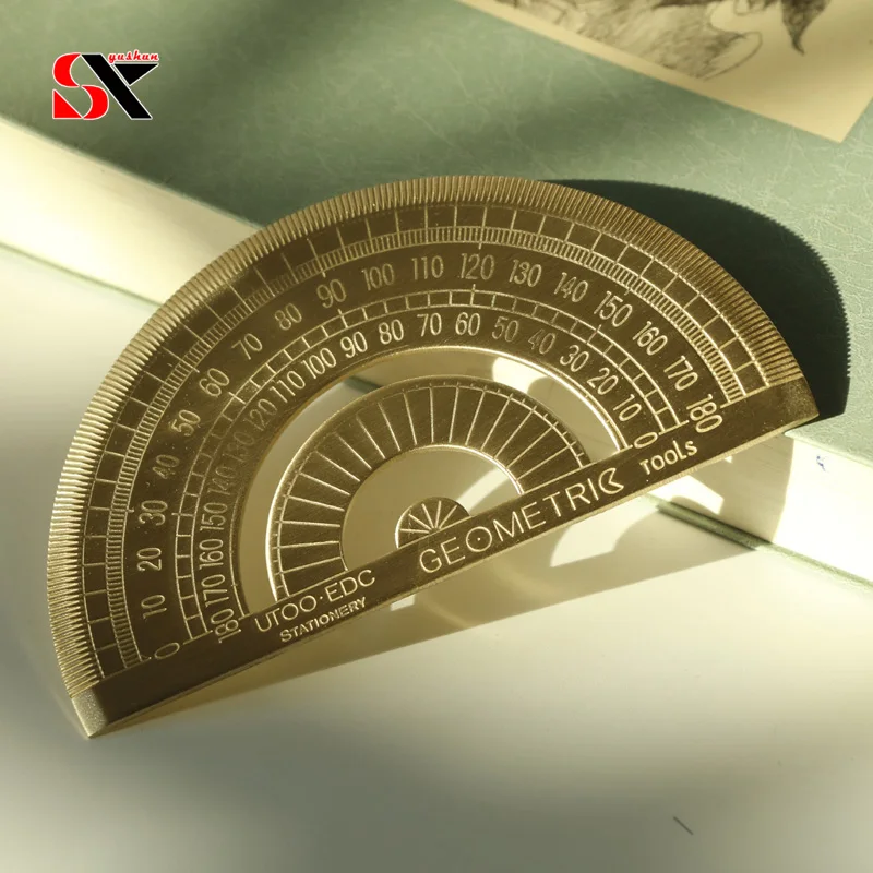 High Quality brass,Al alloy ruler set Protractor for math angle meas urement for students School