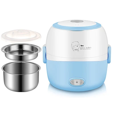 Sky blue EDTID Мини рисоварка изоляция Подогрев Электрический Ланч-бокс 2 слоя портативный Пароварка многофункциональный автоматический пищевой контейнер ЕС - Цвет: Sky blue