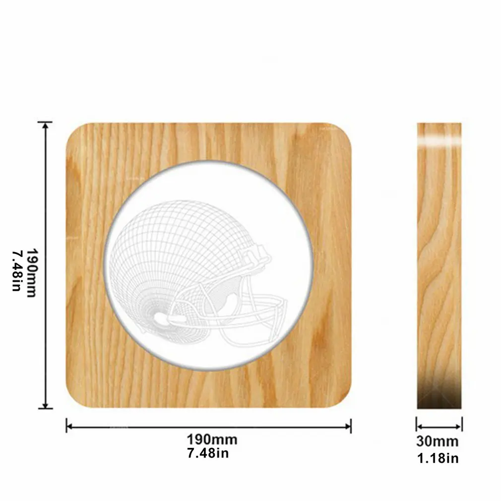 Форма футбольной шляпы дерево акрил твердой древесины лампа Led 3D необычный светильник s Романтический креативный маленький ночной Светильник