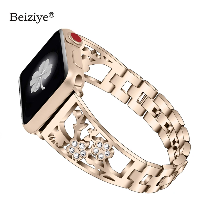 Женский алмазный браслет со стразами для Apple Watch 38 мм 42 мм металлический браслет из нержавеющей стали ремешок для iWatch 40 мм 44 мм серия 5 4 3 2