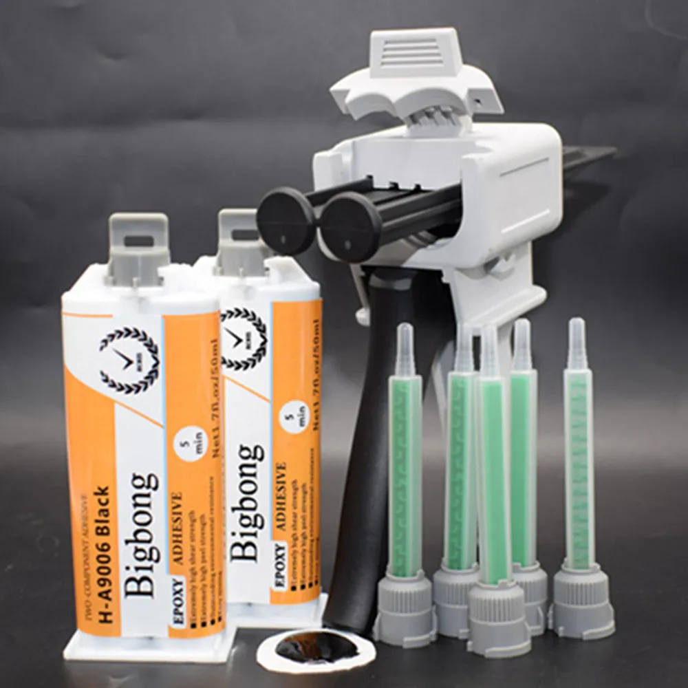 Description Picture 5 of item2pcs 1:1 Black A/B Epoxy Resin 2-part & 5pcs Static Mixer Mixing Nozzles & 1:1 50ml Dispenser Manual Applicator Dispensing Gun