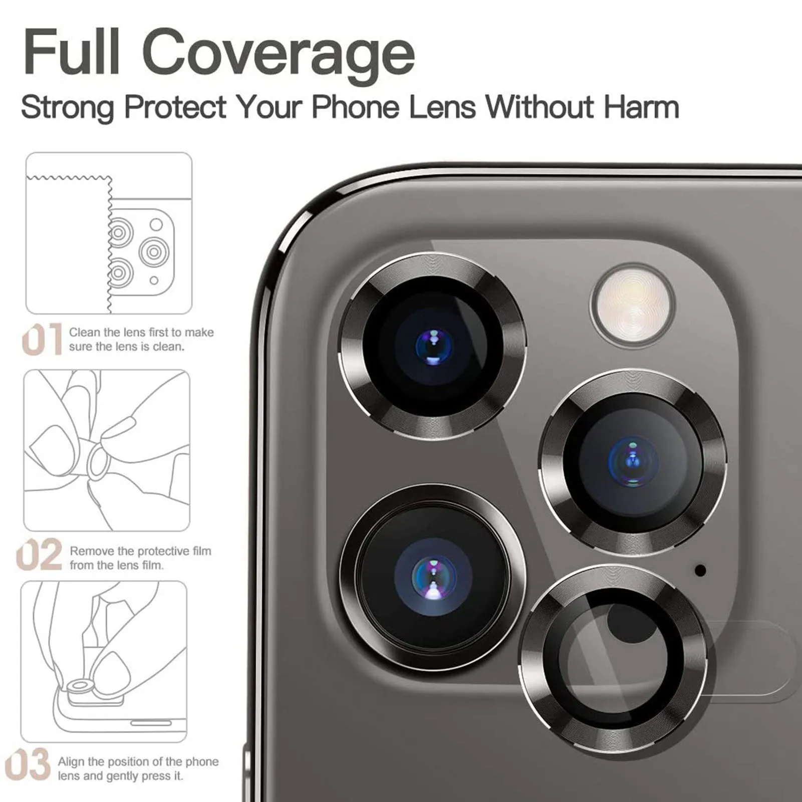 smartphone lens 3pcs Camera Lens Cover For IPhone 12 Pro Max Full Cover Camera Metal Ring Glass For IPhone 11 12Pro Max Mini 12pro Lens Cover phone camera zoom lens