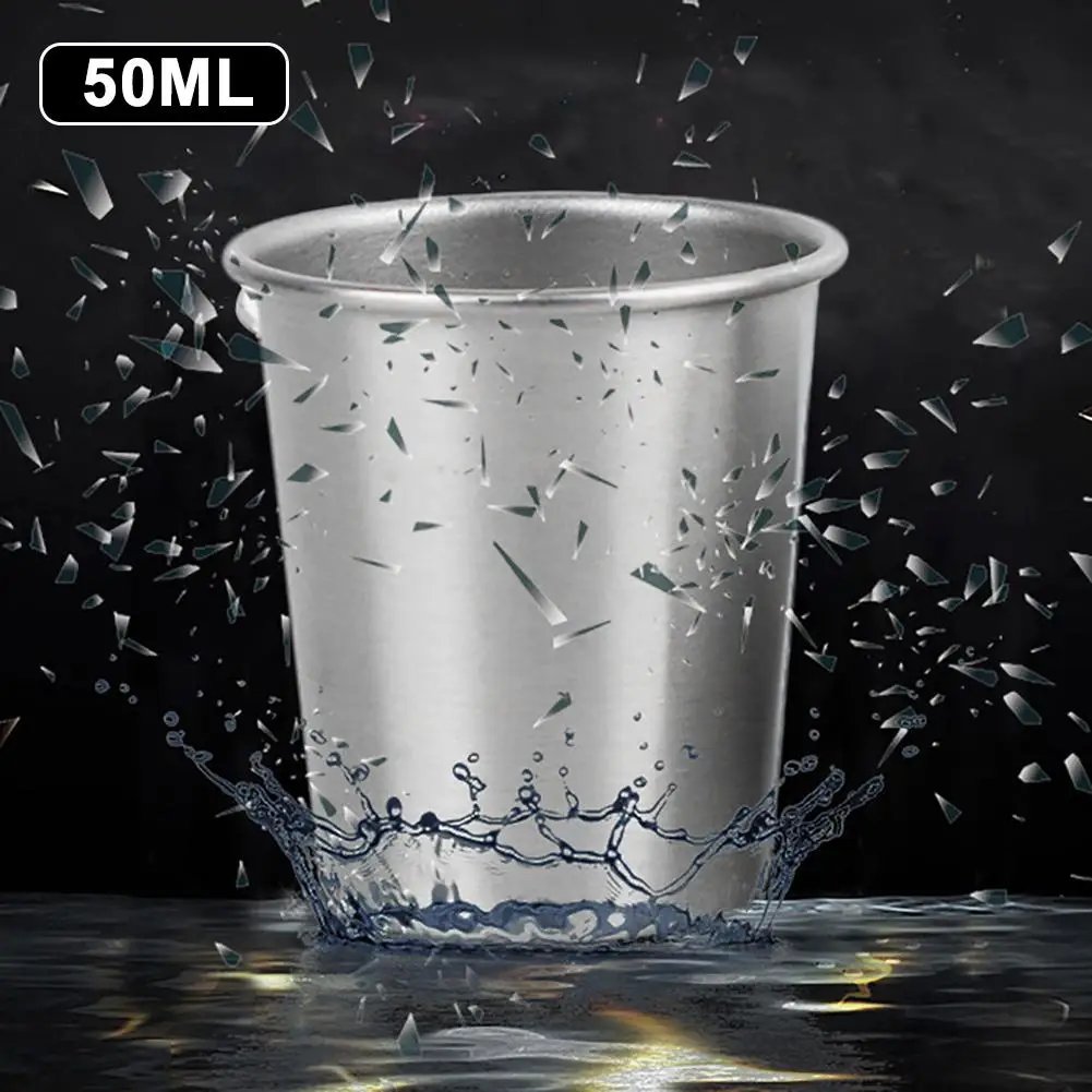 

50ml Stainless Steel Outdoor Portable Cups Practical Shatterproof Unbreakable Coffee Milk Water Wine Cup Bottle Mug for Picnics
