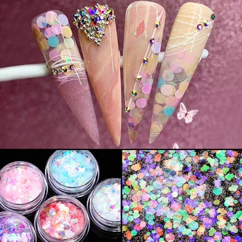 

4Pcs/Set Mix Ultra-thin Glitter Gradient Color Sequins Nail Art Decoration Nail Makeup Hail Eyeshadow Powder Manicure Pigment