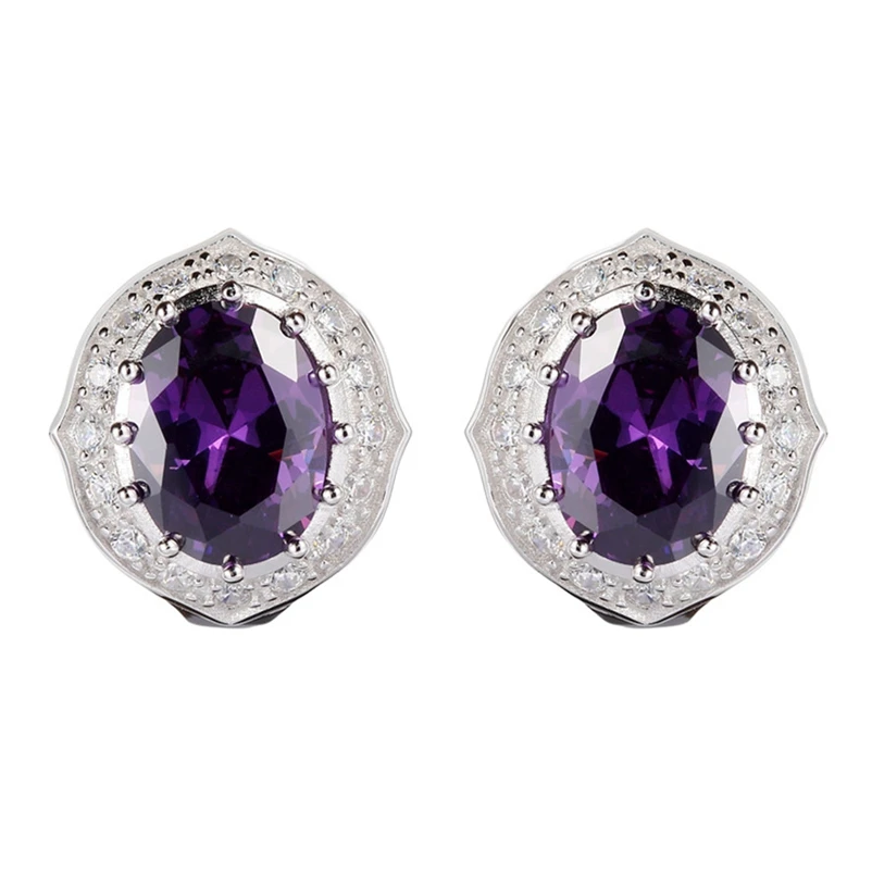 Eulonvan luxury 925 sterling silver Wedding Earrings Jewelry &amp Accessories For Women dropshipping Purple Cubic Zirconia S-3753 |