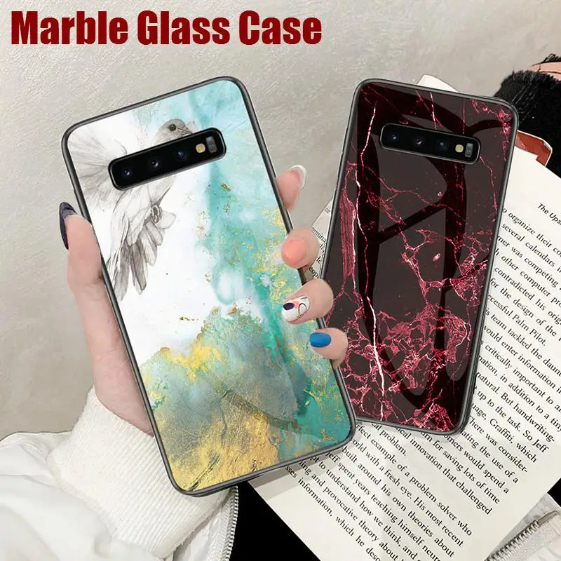 

Luxury Marble Tempered Glass Case For Samsung A6 A8 S10 5G S9 S8 Plus S7 A70 A60 A50 A30 Note 8 9 10 Pro S10e A750 A9 Back Cover
