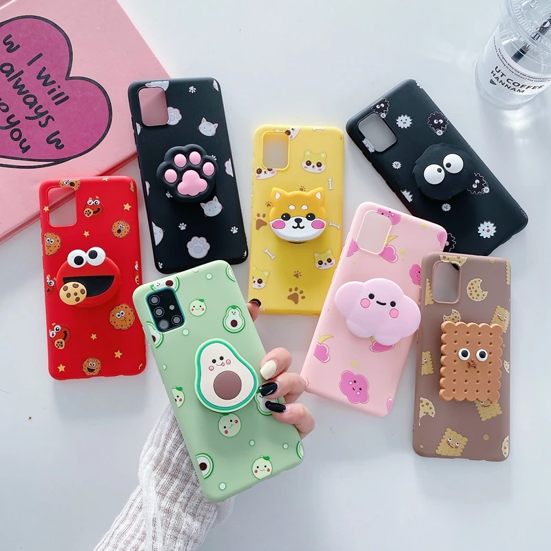 samsung cute phone cover 3D Hoạt Hình Dễ Thương Giá Đỡ Điện Thoại Ốp Lưng Dành Cho Samsung Galaxy Samsung Galaxy A51 A71 A32 A52 A72 4G 5G A52s A53 a12 Dễ Thương Silicone Mềm Cô Gái Đứng Bao Da cute phone cases for samsung 