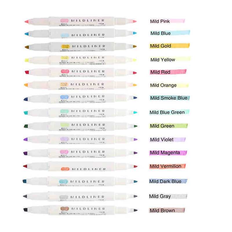 Оригинальная ручка хайлайтер Zebra Mildliner с двумя вкладышами японский мягкий лайнер
