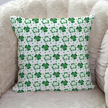 

St Patricks Day Shamrock Celebration Pattern Pillow Covers Cases Cushion Pillowcase Square Print