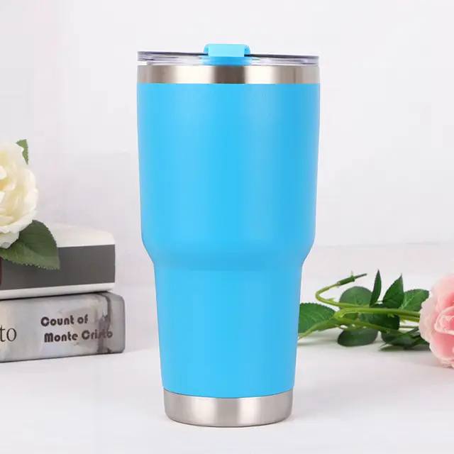 30oZ 1000ml Tumbler Vacuum Double Wall Insulation Travel Coffee Mug Insulated Stainless Steel Thermal Cup Water Bottle sky blue