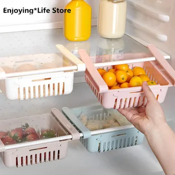 

Storage Holders Kitchen Organizer Adjustable Kitchen Refrigerator Storage Rack Fridge Freezer Shelf Holder Drawer Organiser