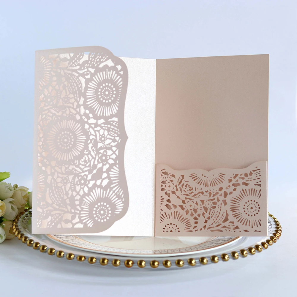  10pcs Elegant Exquisite Laser Cut Wedding Invitation Cards Customize Business Greeting Card Baby Sh - 4000296793599