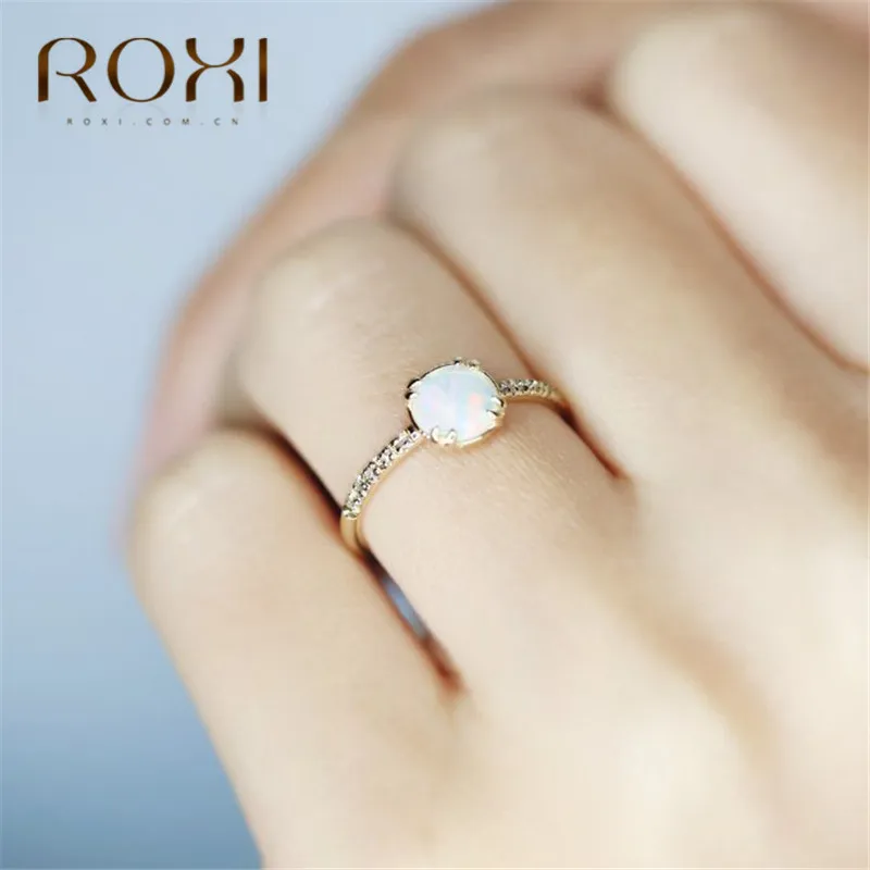 ROXI модные обручальные кольца Белый огненный опал кольца для женщин винтажный Модный Ювелирный камень кольцо обручальное подарок обручальное кольцо