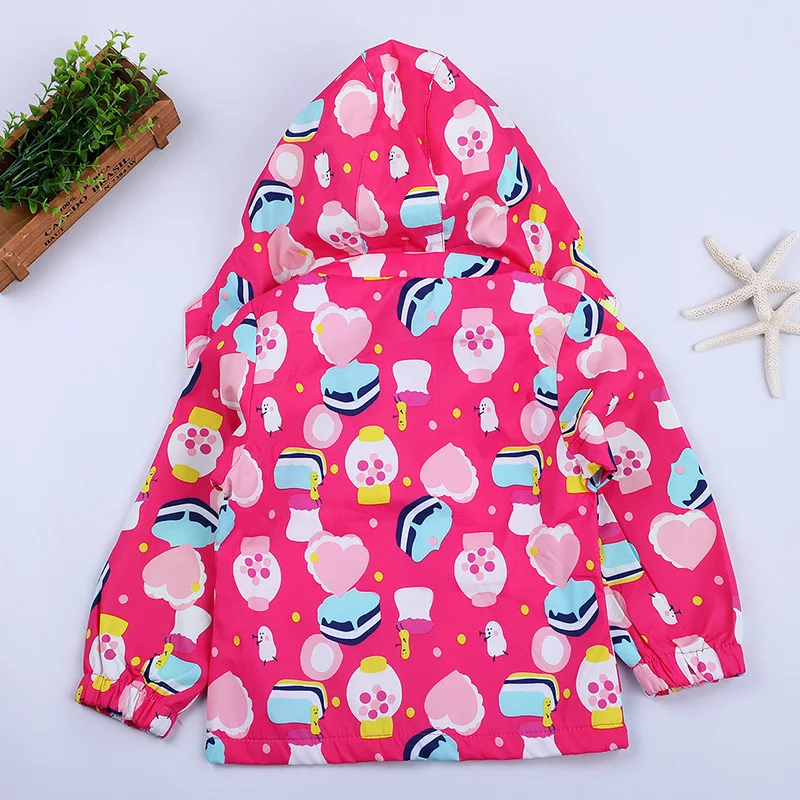 Kids' Coat Spring And Autumn Korean-style Printed Cartoon Hooded Girls Windproof Waterproof Raincoat Jacket