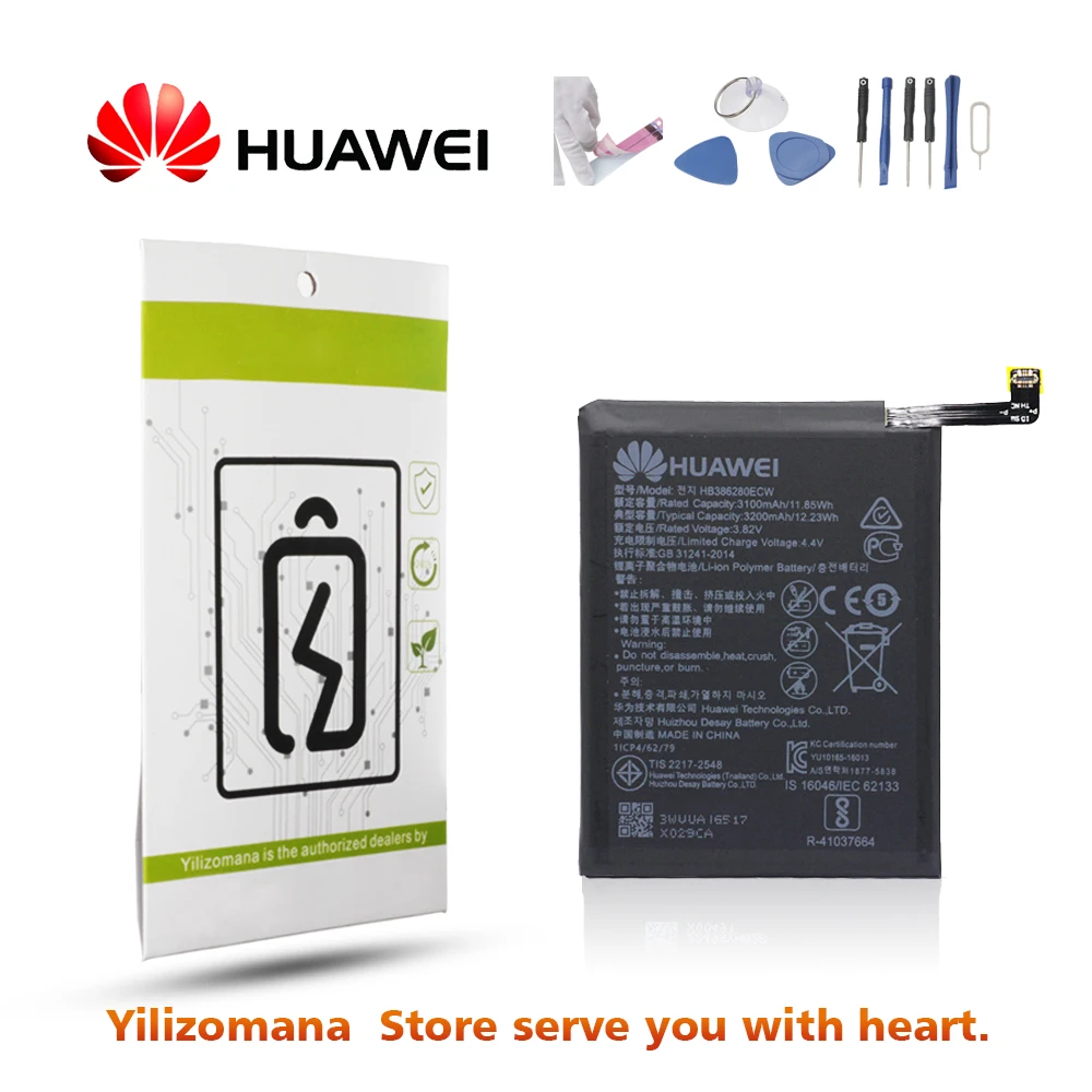 Оригинальный аккумулятор для HUAWEI HB386280ECW 3100 мАч Huawei Honor 9 Ascend P10 STF L09 AL10 AL00 TL10 Сменный
