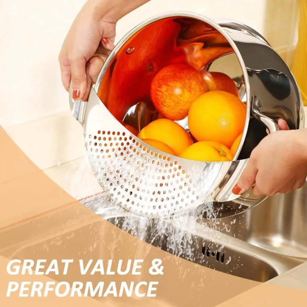 

New Stainless Steel Pan Pot Strainer Pasta Spaghetti Draining Pot Easy Tool Strainer Drainer Home Practical Pan Draining Ki Q5X5