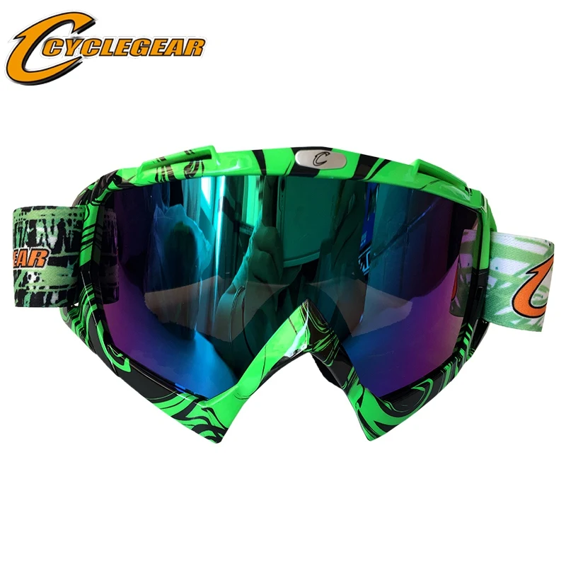 Cyclegear CG08 открытый внедорожные очки Gafas Мотокросс анти-УФ мотоциклетные очки ветрозащитный грязи гоночный велосипед Google - Цвет: green rainbow