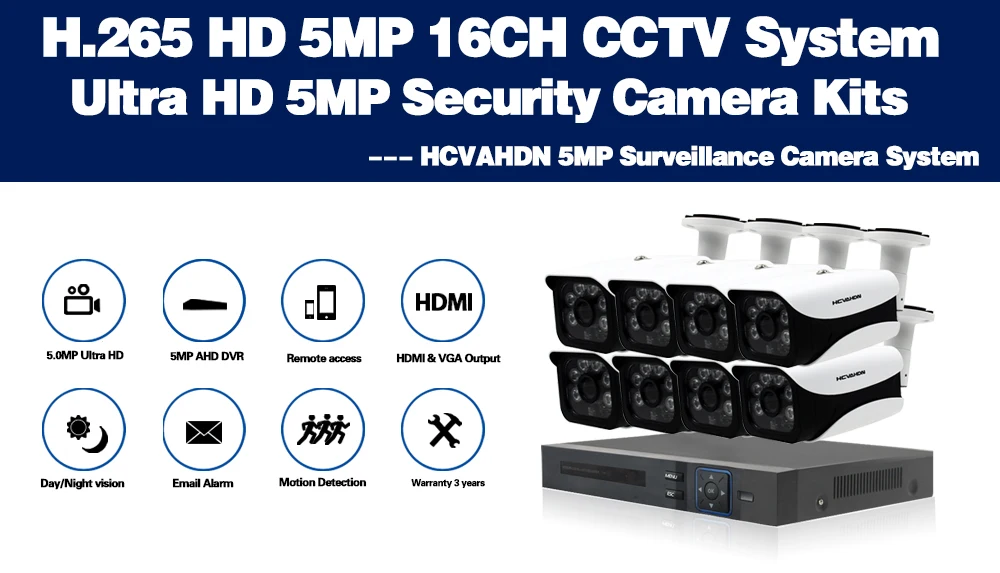5MP 16CH комплект видеонаблюдения 8CH DVR NVR cctv камера системы 8 шт. 5MP 6 Массив светодиодов всепогодный CCTV безопасности Ультра hd камера