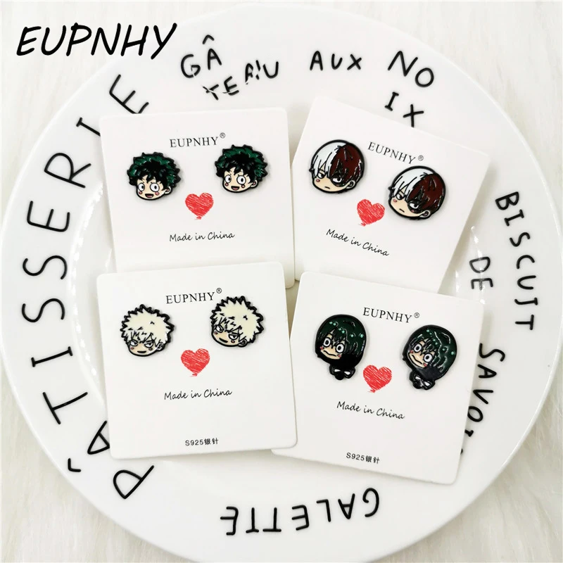 EUPNHY, 1 пара, серьги-гвоздики с японским аниме, My Hero Academy Pierce, для женщин и девочек, Boku No Hero Academy, эмалированные серьги, ювелирные изделия
