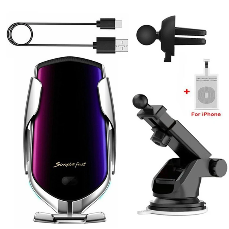 as the picture shown Беспроводное Автомобильное зарядное устройство Cargador inal mbrico для iPhone 11 pro xr 7 samsung s10 plus a70 автомобильное Qi зарядное устройство держатель cargador inalambrico - Цвет: as the picture shown