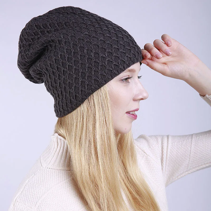 

Women Men Knitting Hat Cap Headgear Windproof Warm Stretchy for Winter Outdoor TC21