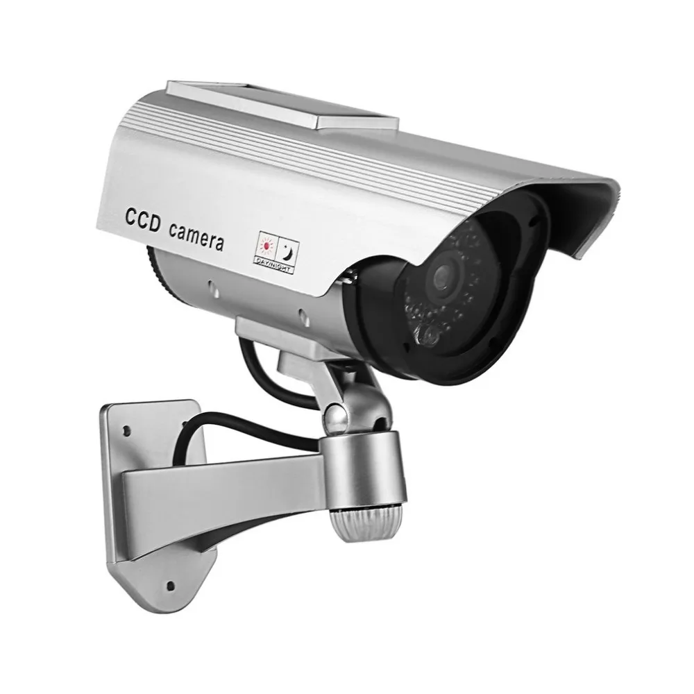 Поддельные камеры солнечной энергии манекен камеры водонепроницаемый открытый безопасности CCTV Манекен наблюдения камера пуля с светодиодный свет