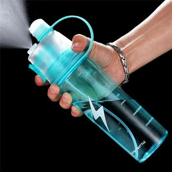 

600ML Hot Cold Spray Sport Drinking Water Bottle For Summer Plastic with nozzle For Tour Outdoor Bicycle Drinkware BPA Free