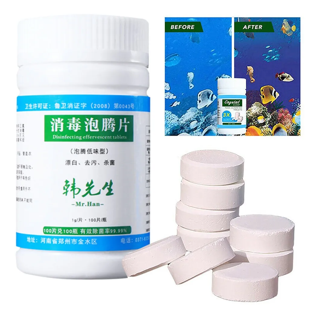 Swimming Pool Cleaning Tablets Disinfection Effervescent Clothes Pills Chlorine tablets Instant Pipes Clea | Дом и сад