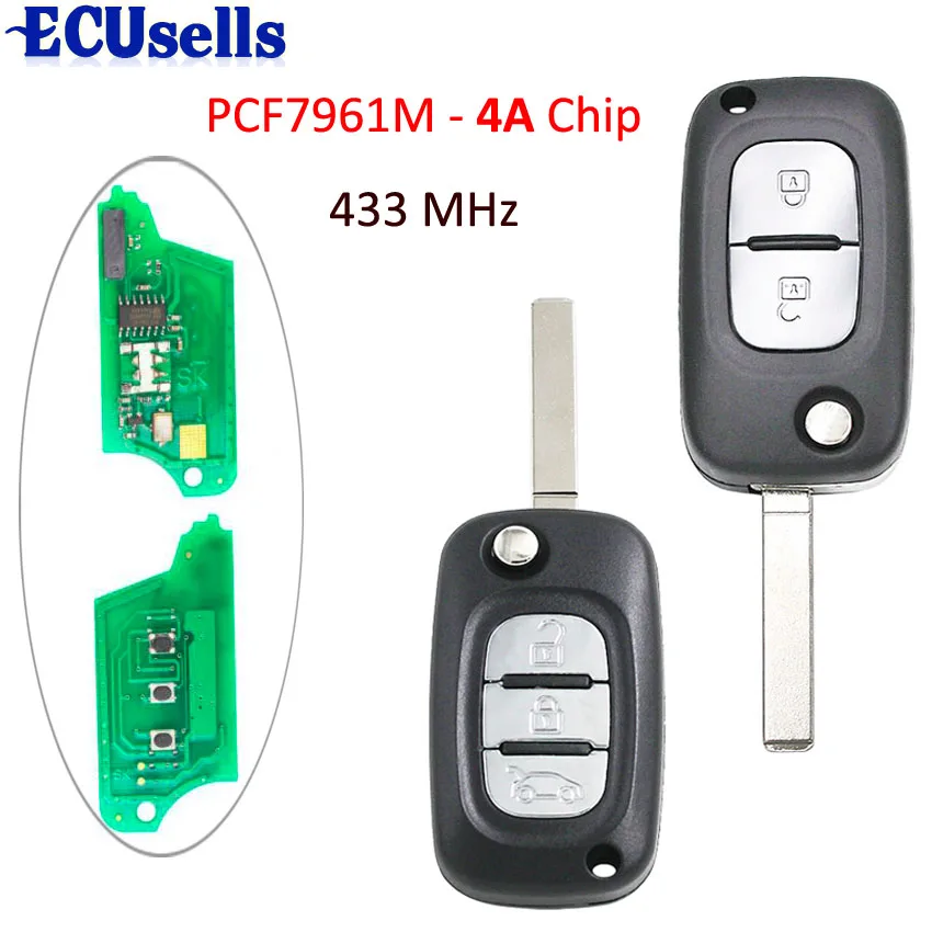 2 кнопки 3 кнопки дистанционного ключа Fob 434 МГц PCF7961M 4A чип для Renault Symbol Megane 3 Captur Kadjar 2013