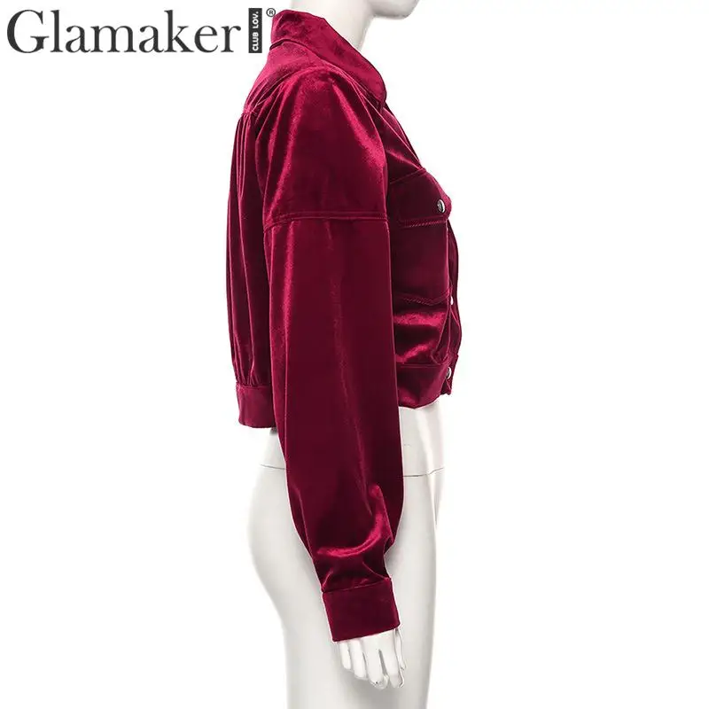 Glamaker приталенная короткая куртка с отложным воротником, женская элегантная куртка с длинным рукавом и карманом, женские вечерние сексуальные куртки на осень и зиму