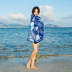 Blue Towe Beach Towel Microfiber Bath Towel Fashion Printing Design Travel Towel Outdoor Water Sports Quickdrying Swimming Towel