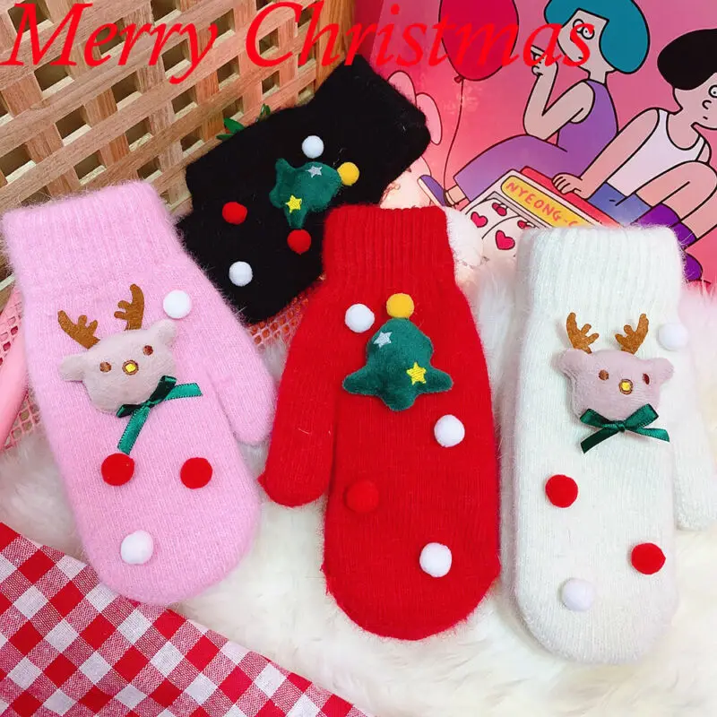 1 пара рождественских теплых перчаток, модные креативные рождественские ветрозащитные перчатки, Плюшевые Рождественские перчатки